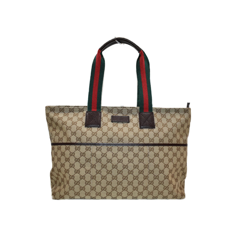 GUCCI Mothers Tote Bag Beige GG Canvas Leather Big